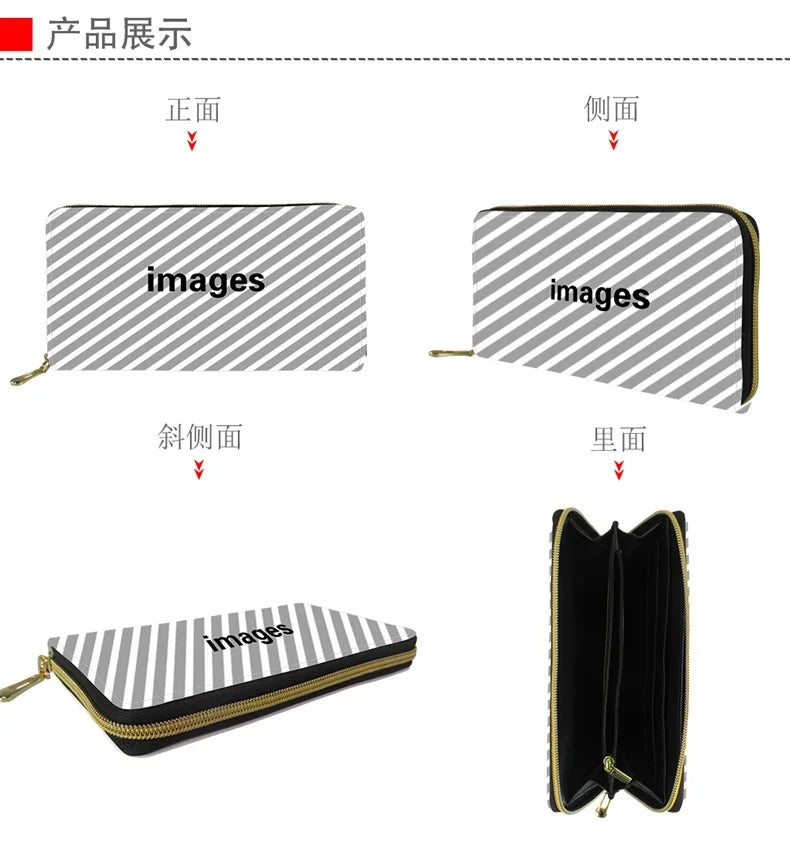 Cartoon Pug Floral Print Long Wallet Zipper Clutch Bag