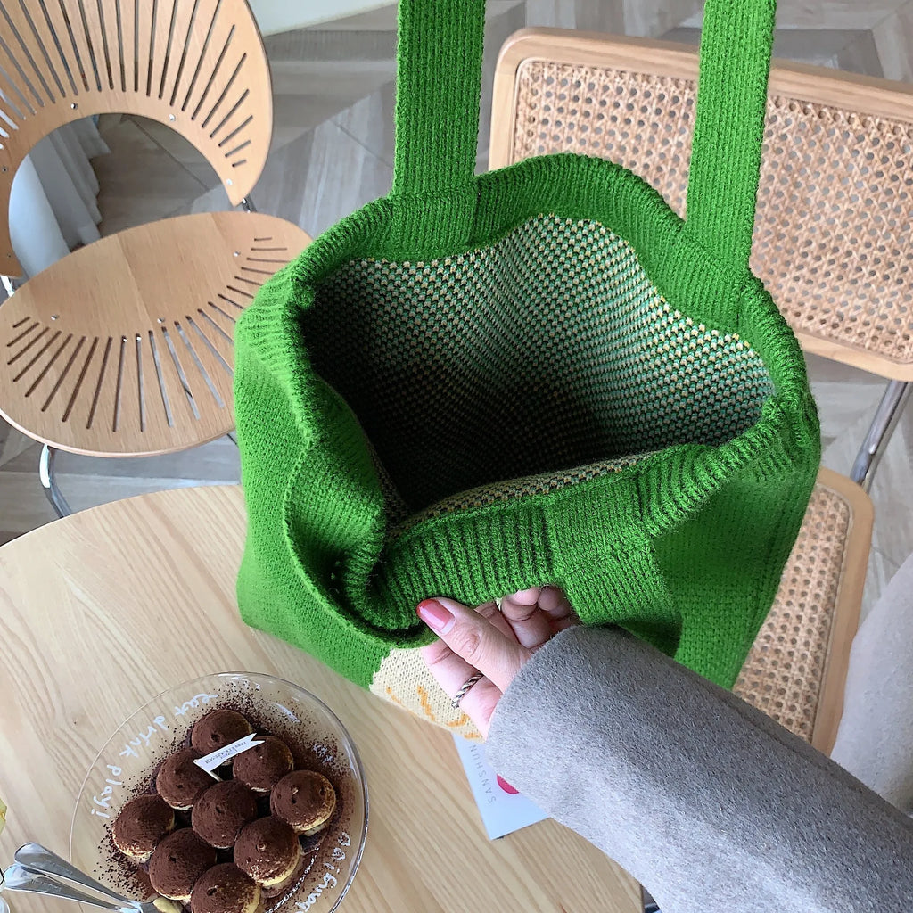 Cartoon Rabbit Knitting Shoulder Bag for Women