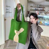 Cartoon Rabbit Knitting Shoulder Bag for Women