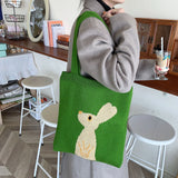 Cartoon Rabbit Knitting Shoulder Bag for Women
