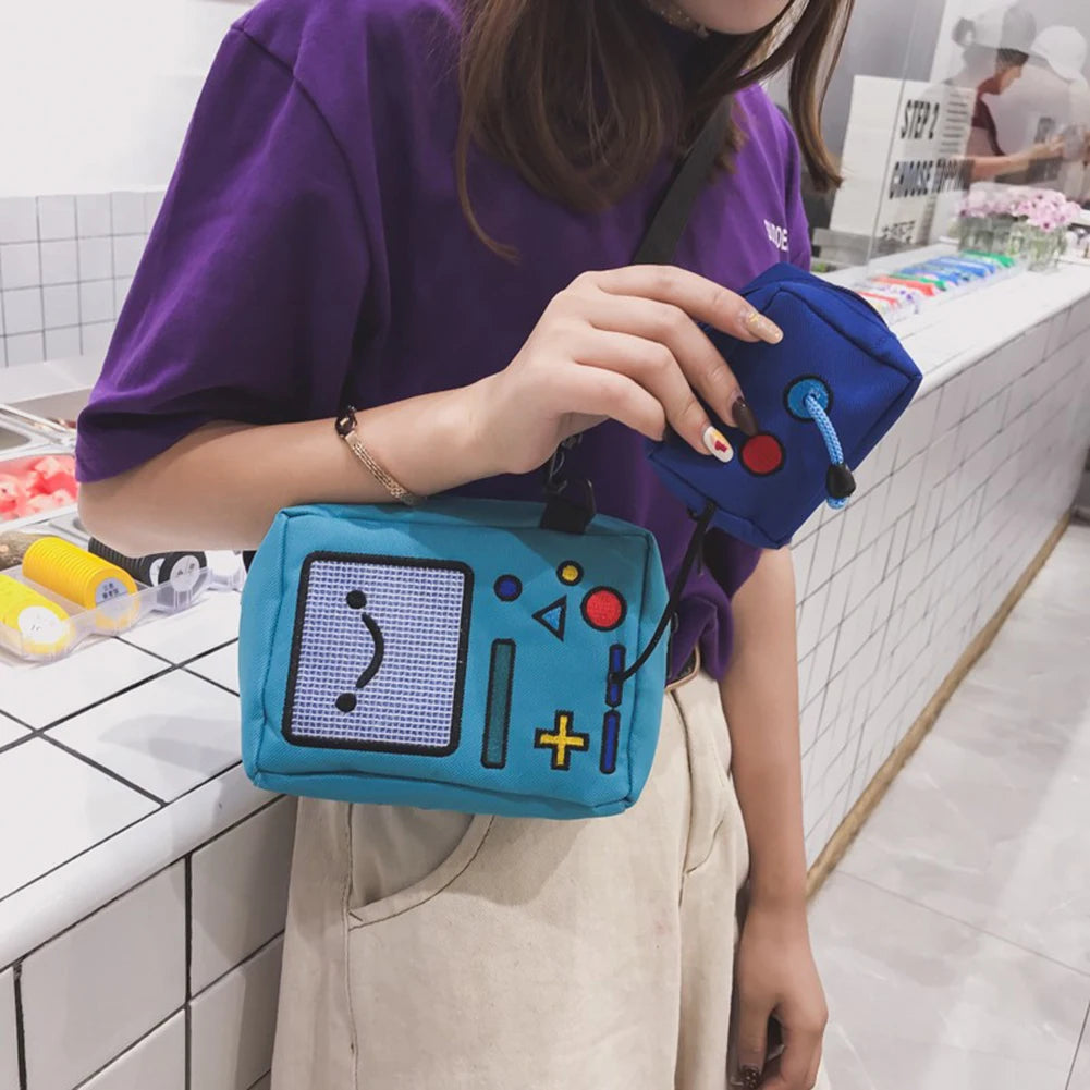 Robot Girls Shoulder Bag Canvas Crossbody Bag Handbag Chest Bag