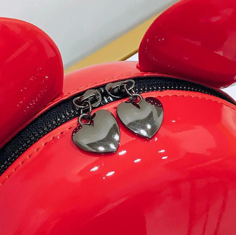 Cartoon Round Bag Handbag High PU Leather Mini Large Ear Round Bag Shoulder Mess