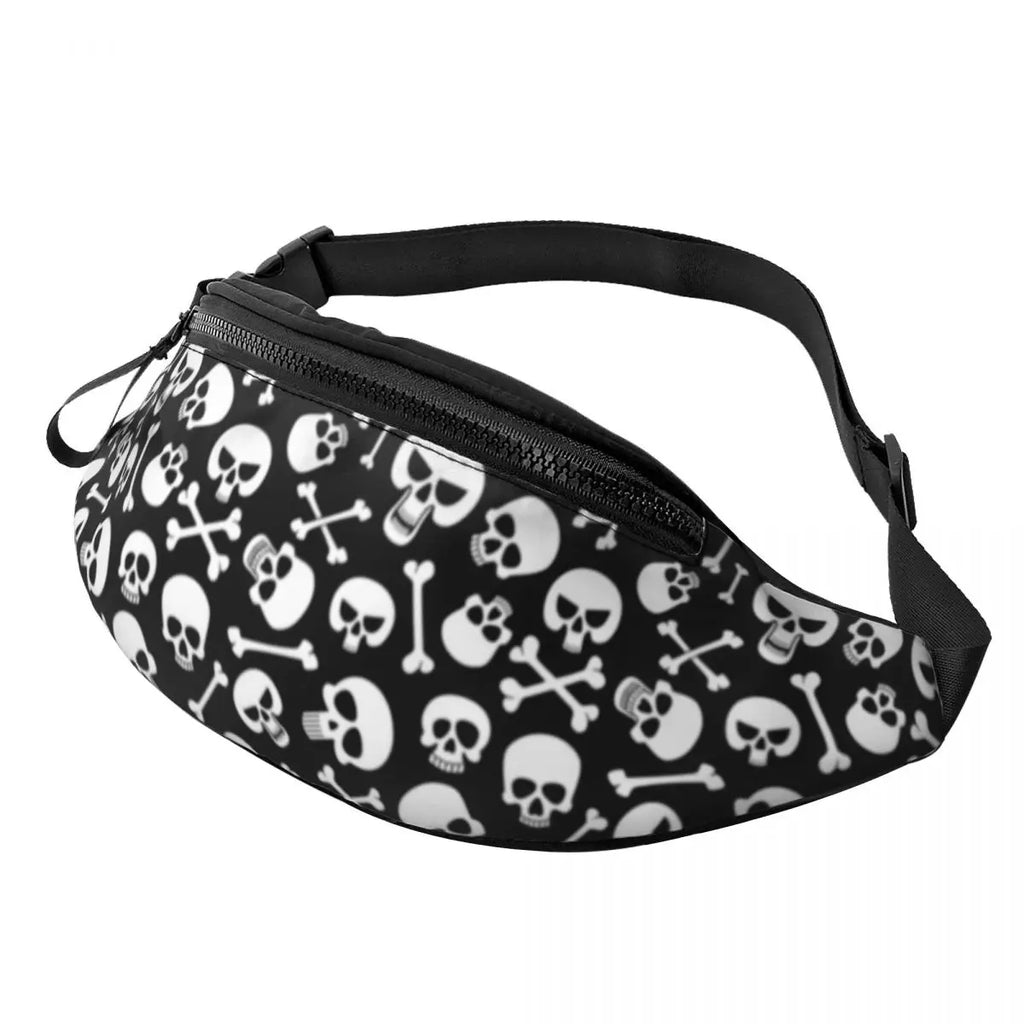 Cartoon Skull Print Waist Bag Bones Pattern Polyester Picture Waist Pack