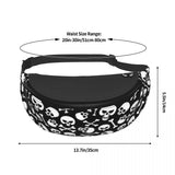 Cartoon Skull Print Waist Bag Bones Pattern Polyester Picture Waist Pack