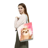 Cartoon Sloth Print Women's Shoulder Bag Large Capacity Customizable Tote Bag