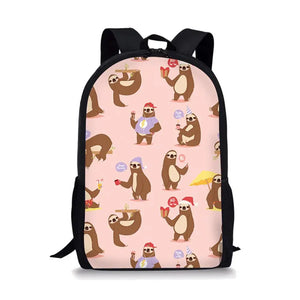 Cartoon Sloth Printed School Bag for Girls