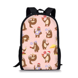 Cartoon Sloth Printed School Bag for Girls