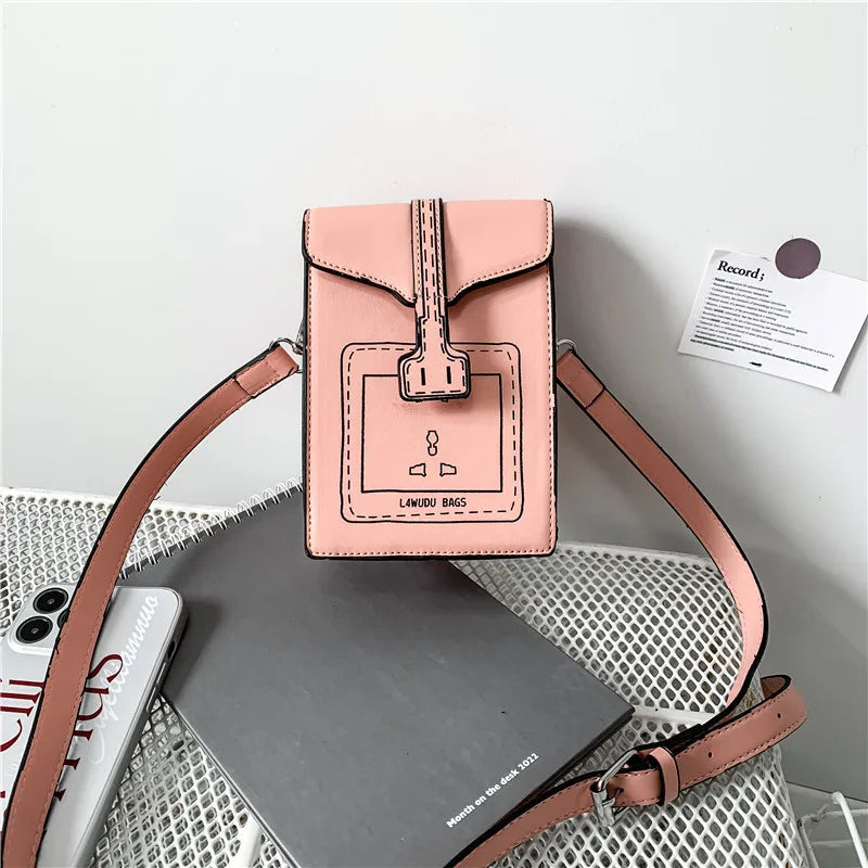 Cartoon Socket Print Crossbody Bags For Women High Pu Leather Shoulder Bag