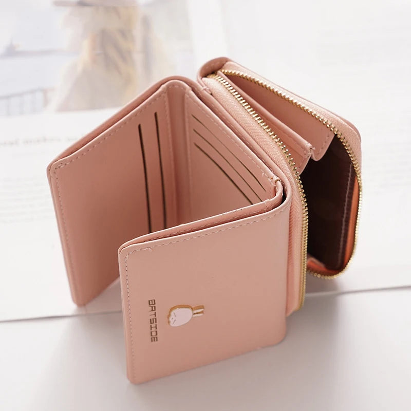 Cartoon Square Zipper PU Leather Purse