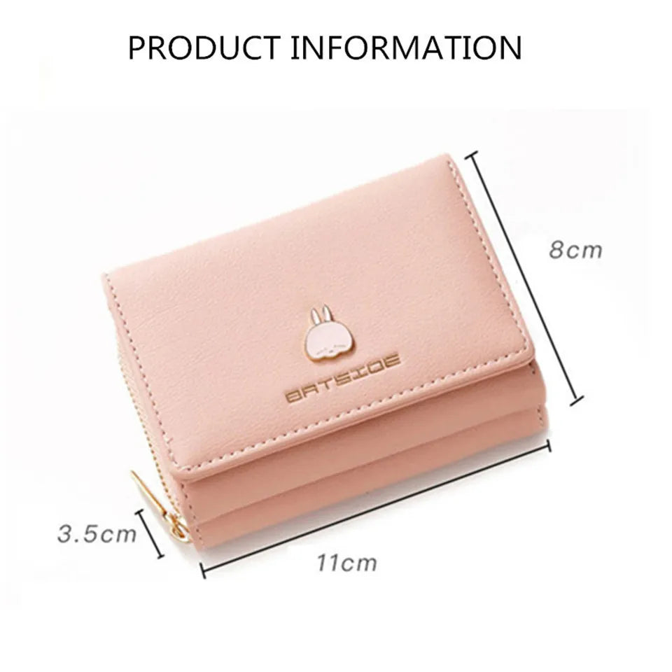 Cartoon Square Zipper Hasp PU Leather Purse Woman High Wallets