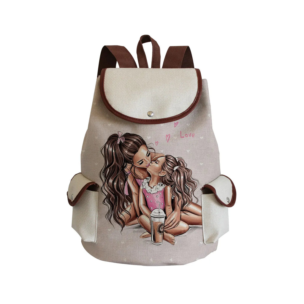Cartoon Mama Print Backpack for Women