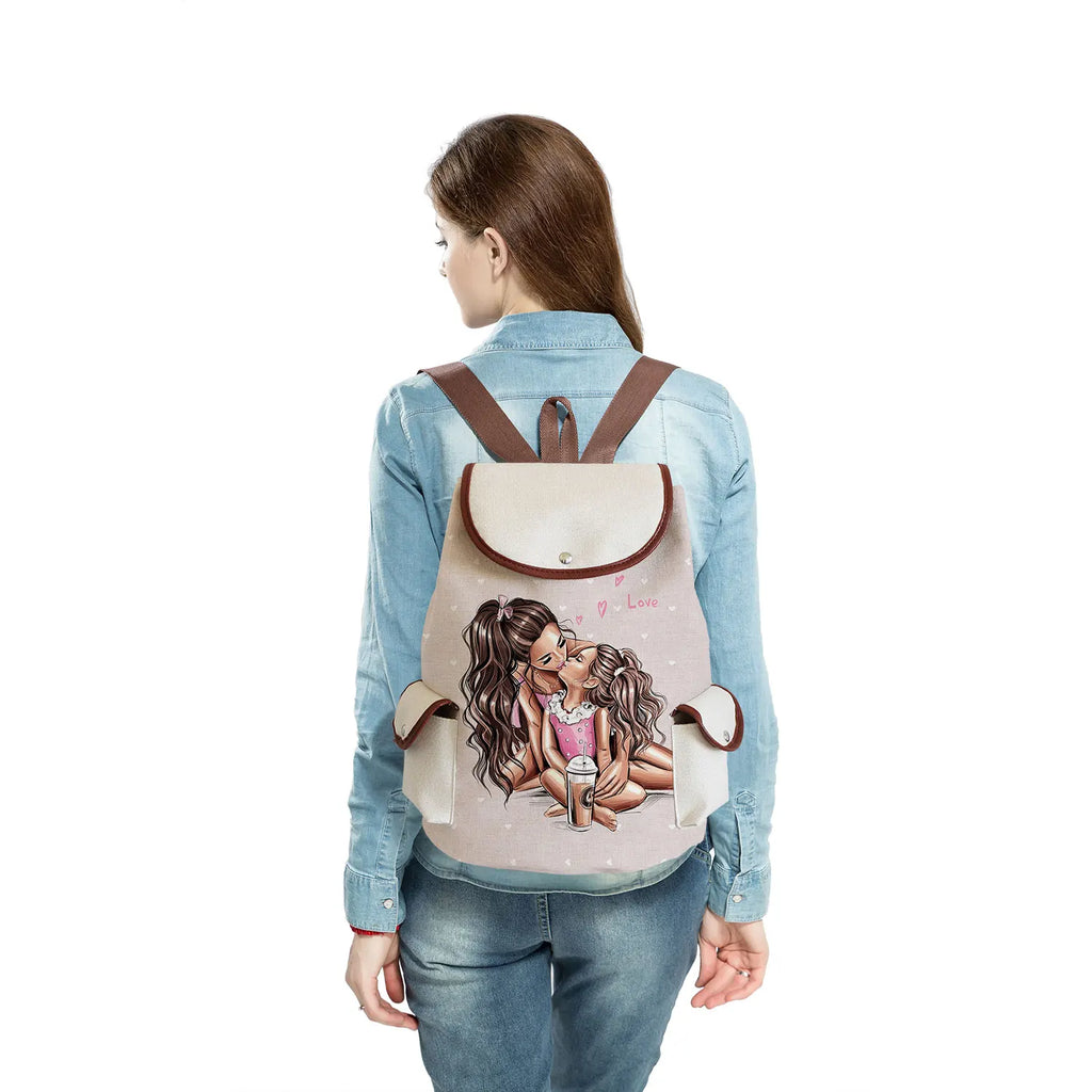 Cartoon Mama Print Backpack for Women