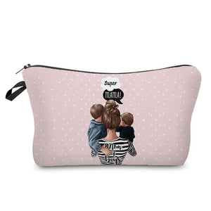 Cartoon Mama Printed Cosmetic Bag Mom And Baby Foldable Women Casual Storage