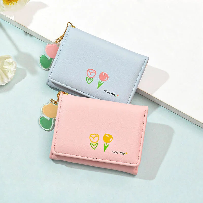 Cartoon Tassel Student Female Purse Clutch Women Three-fold Short Thin Wallet