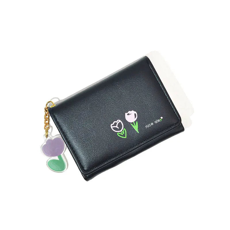 Cartoon Tassel Student Female Purse Clutch Women Three-fold Short Thin Wallet