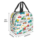 Cartoon Truck Car Puzzle Insulated Lunch Bag for Kids School