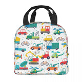 Cartoon Truck Car Puzzle Insulated Lunch Bag for Kids School