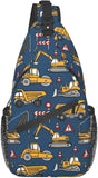 Cartoon Trucks And Cars Sling Bag Crossbody Shoulder Bags Travel Hiking Chest B