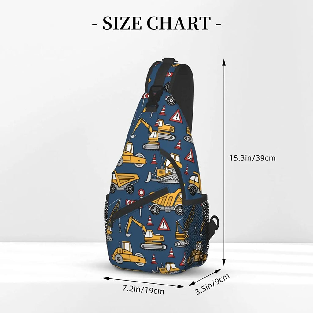 Cartoon Trucks And Cars Sling Bag Crossbody Shoulder Bags Travel Hiking Chest B