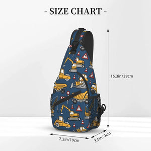 Cartoon Trucks And Cars Sling Bag Crossbody Shoulder Bags Travel Hiking Chest B