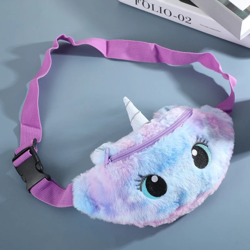 Cartoon Unicorn Waist Bag Plush Toys Pink Fanny Pack Kids Phone Pouch