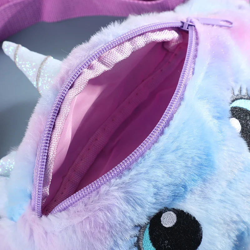 Cartoon Unicorn Waist Bag Plush Toys Pink Fanny Pack Kids Phone Pouch