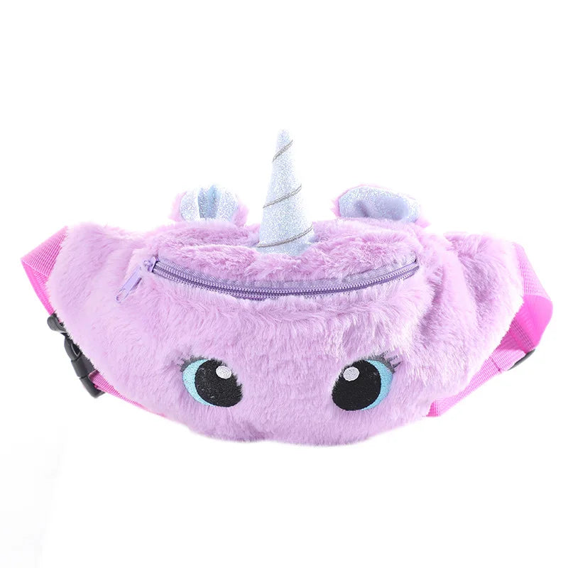 Cartoon Unicorn Waist Bag Plush Toys Pink Fanny Pack Kids Phone Pouch