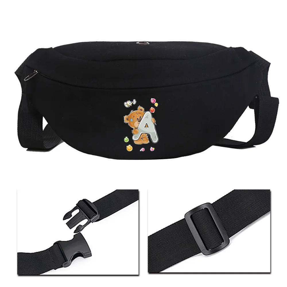Cartoon Unisex Messenger Bag Shoulder Bag Fitness Bear Print Banana Waist Bag