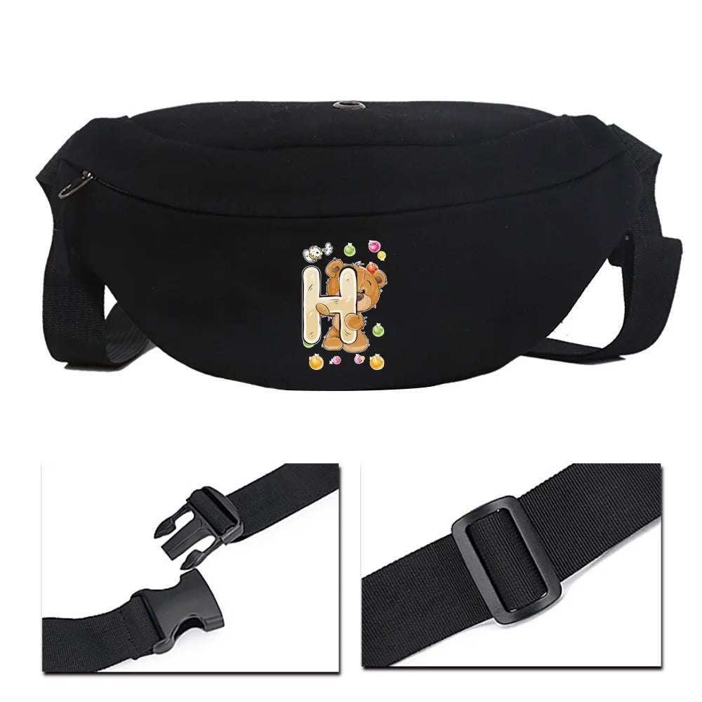 Cartoon Unisex Messenger Bag Shoulder Bag Fitness Bear Print Banana Waist Bag