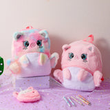 Cartoon plush big eyes backpack with wings for girls