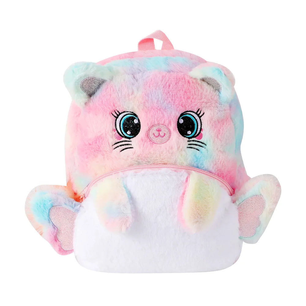 Cartoon plush big eyes backpack with wings for girls