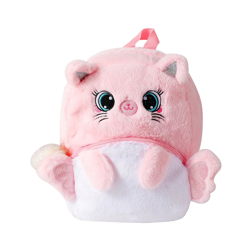 Cartoon plush big eyes backpack with wings for girls