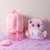 Cartoon plush big eyes backpack with wings for girls