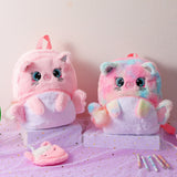 Cartoon plush big eyes backpack with wings for girls