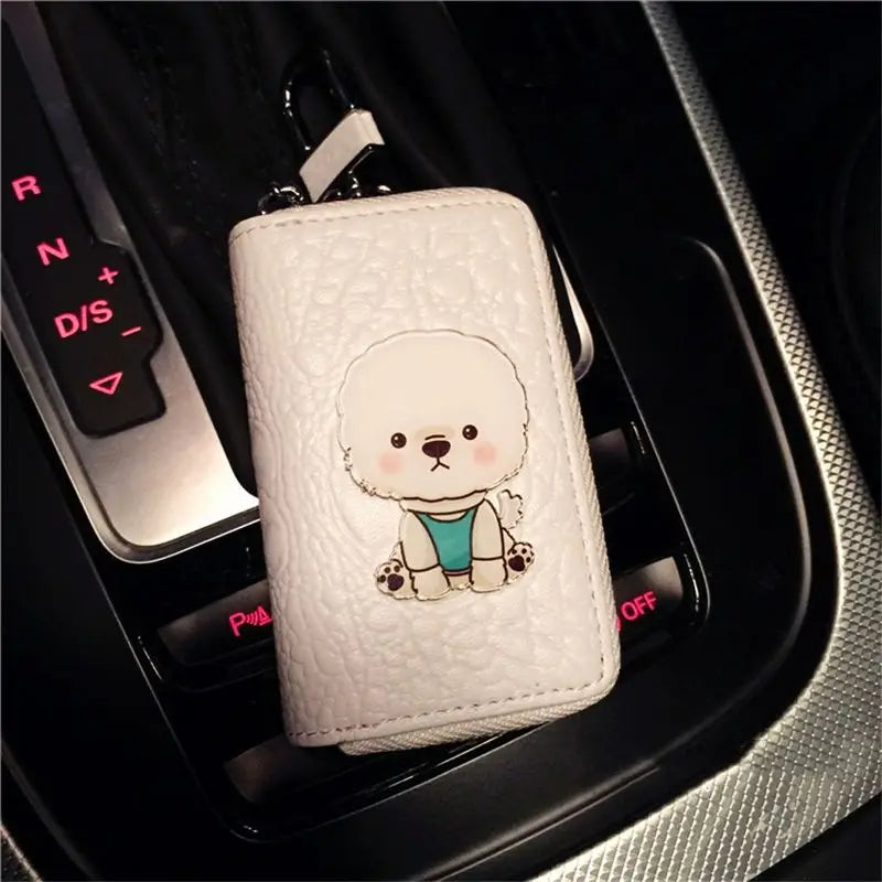 Cartoon Dog Key Bag Ladies Leather Key Pouch
