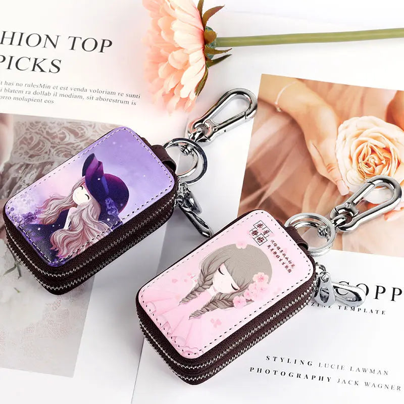 Cartoon Key Case Keychain Car Key Case for Women Large Capacity