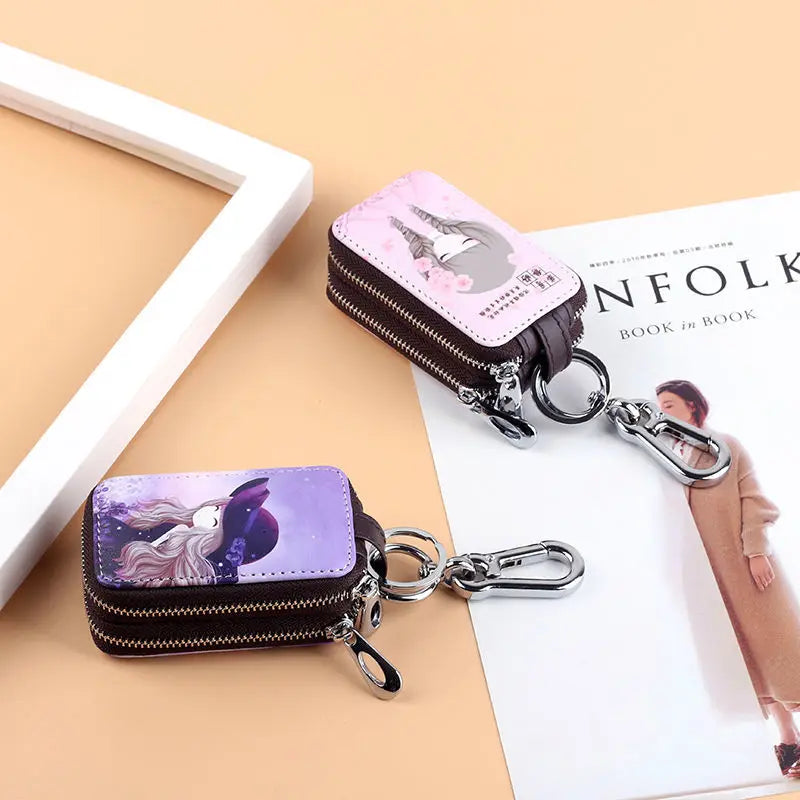 Cartoon Key Case Keychain Car Key Case for Women Large Capacity