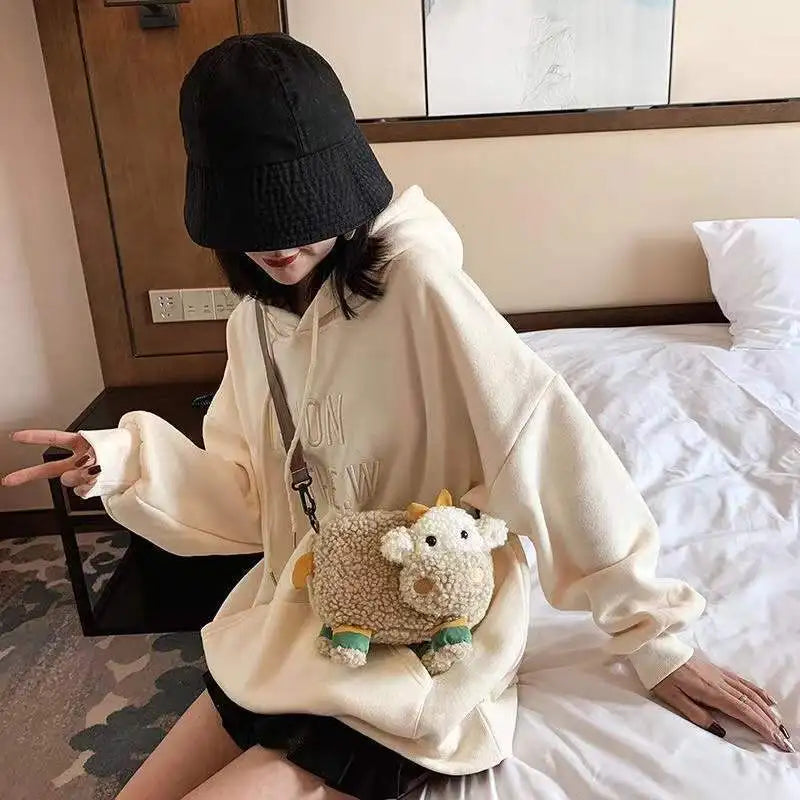 Cartoon Plush Women Bag Crossbody Shoulder Bag Lamb Wool Bags