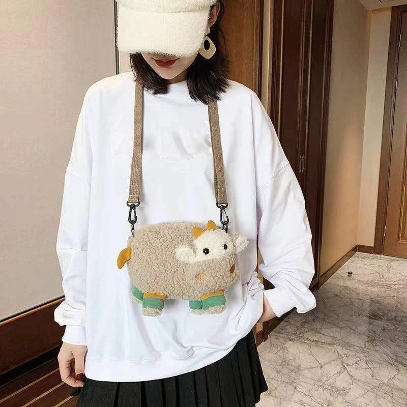 Cartoon Plush Women Bag Crossbody Shoulder Bag Lamb Wool Bags