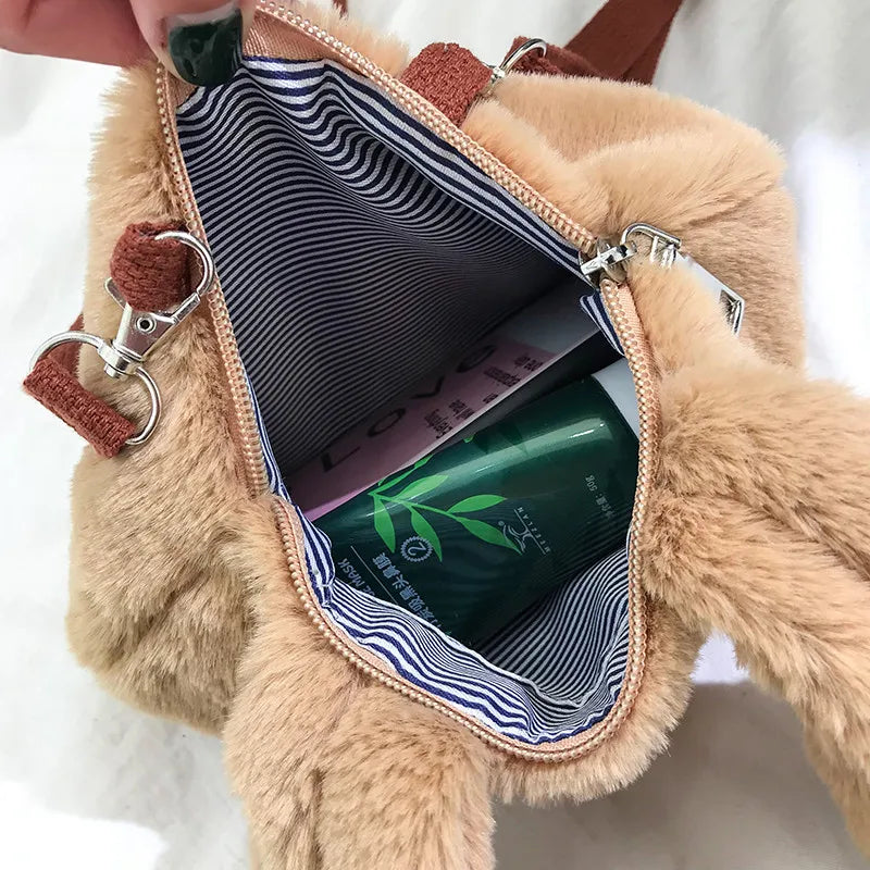 Cartoon Plush Bag Rabbit Ears Small Square Bag Female Shoulder Bag