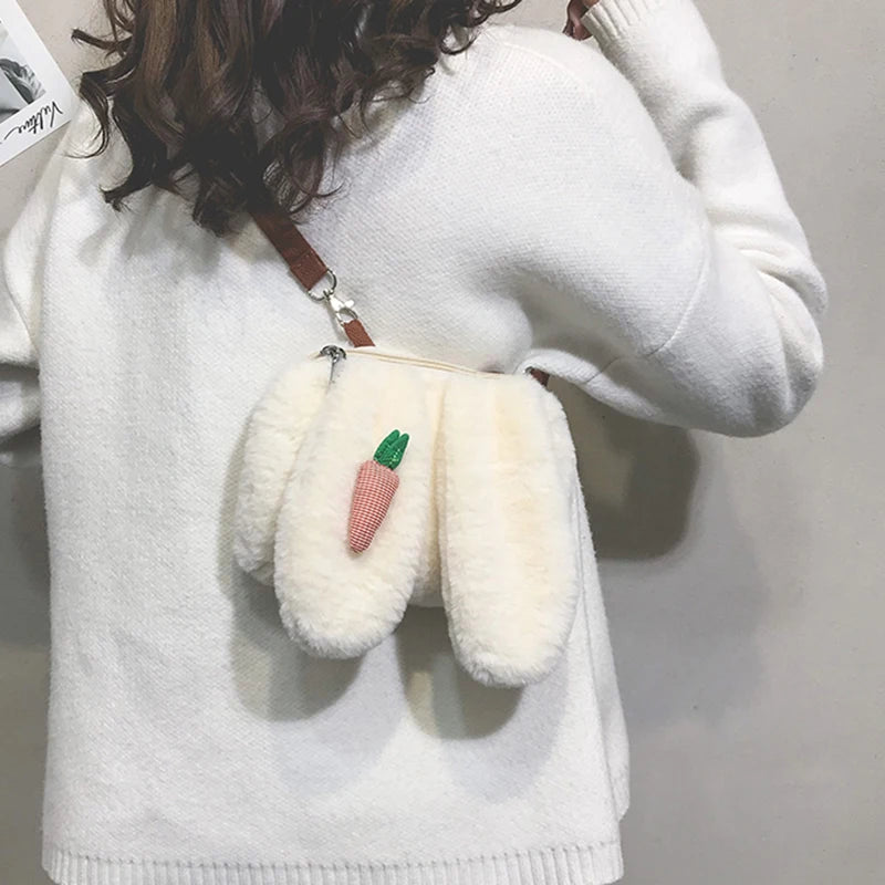 Cartoon Plush Bag Rabbit Ears Small Square Bag Female Shoulder Bag