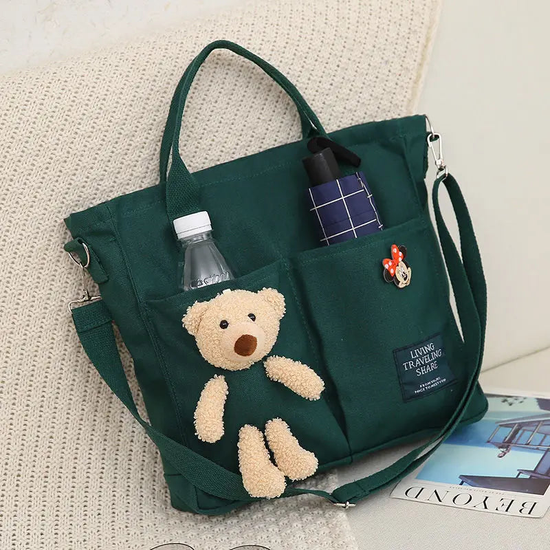 Cartoons Women Handbag Shoulder Bags Large Capacity Canvas Folding Handbags