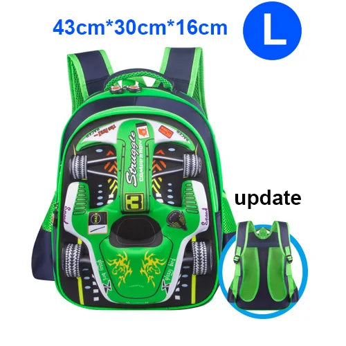 3D Racing Car Kids School Bag Backpack