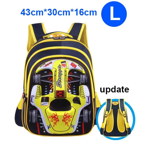 3D Racing Car Kids School Bag Backpack