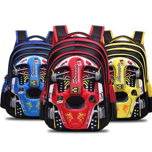 3D Racing Car Kids School Bag Backpack