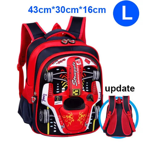 3D Racing Car Kids School Bag Backpack