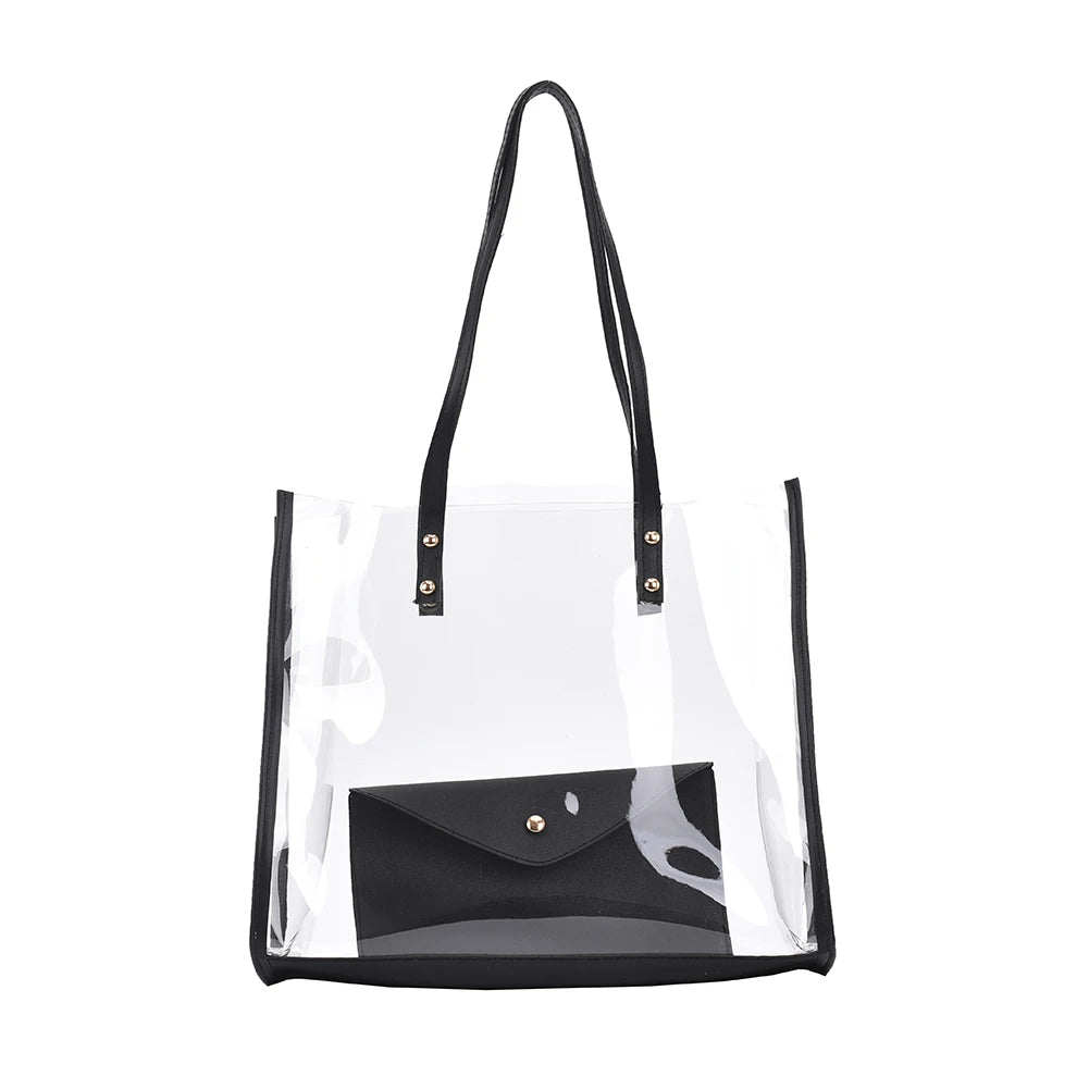 Casual All-match Pure PVC Handbags Women Transparent Shoulder Composite Bag