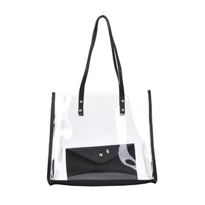 Casual All-match Pure PVC Handbags Women Transparent Shoulder Composite Bag