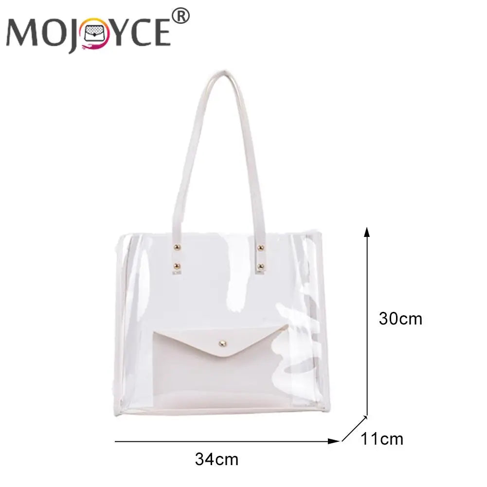 Casual All-match Pure PVC Handbags Women Transparent Shoulder Composite Bag