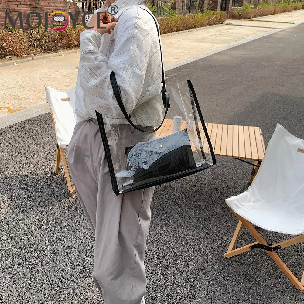 Casual All-match Pure PVC Handbags Women Transparent Shoulder Composite Bag